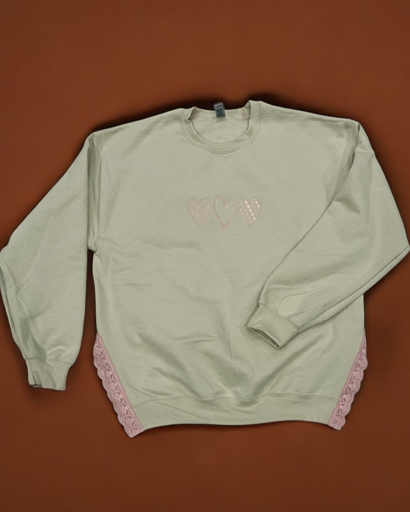 Heart Trio and Lace crew neck